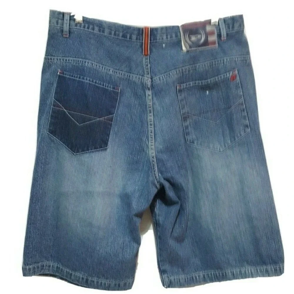 Phat Farm Denim Jean Shorts Mens Size 36 Hip Hop Baggy Y2K Pockets